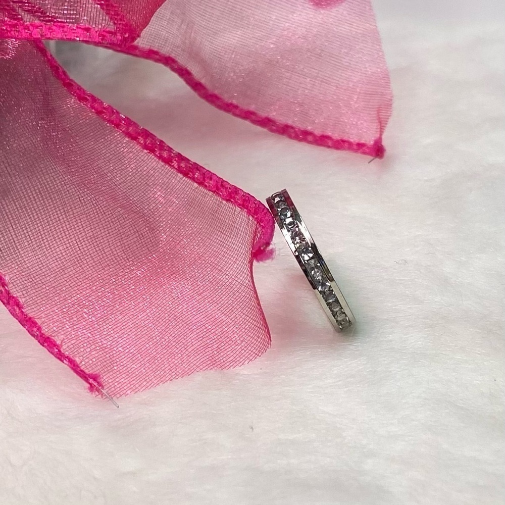 NWOT GIANI BERNINI CRYSTAL .925 STERLING SILVER ETERNITY STACKABLE RING BAND - 6